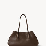 Front view of deep brown alger shoulder bag on white background, with no model shown.