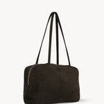 Front slanted view of ebony brown astra bowling bag on white background, with no model shown.