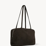 Front slanted view of ebony brown astra bowling bag on white background, with no model shown.