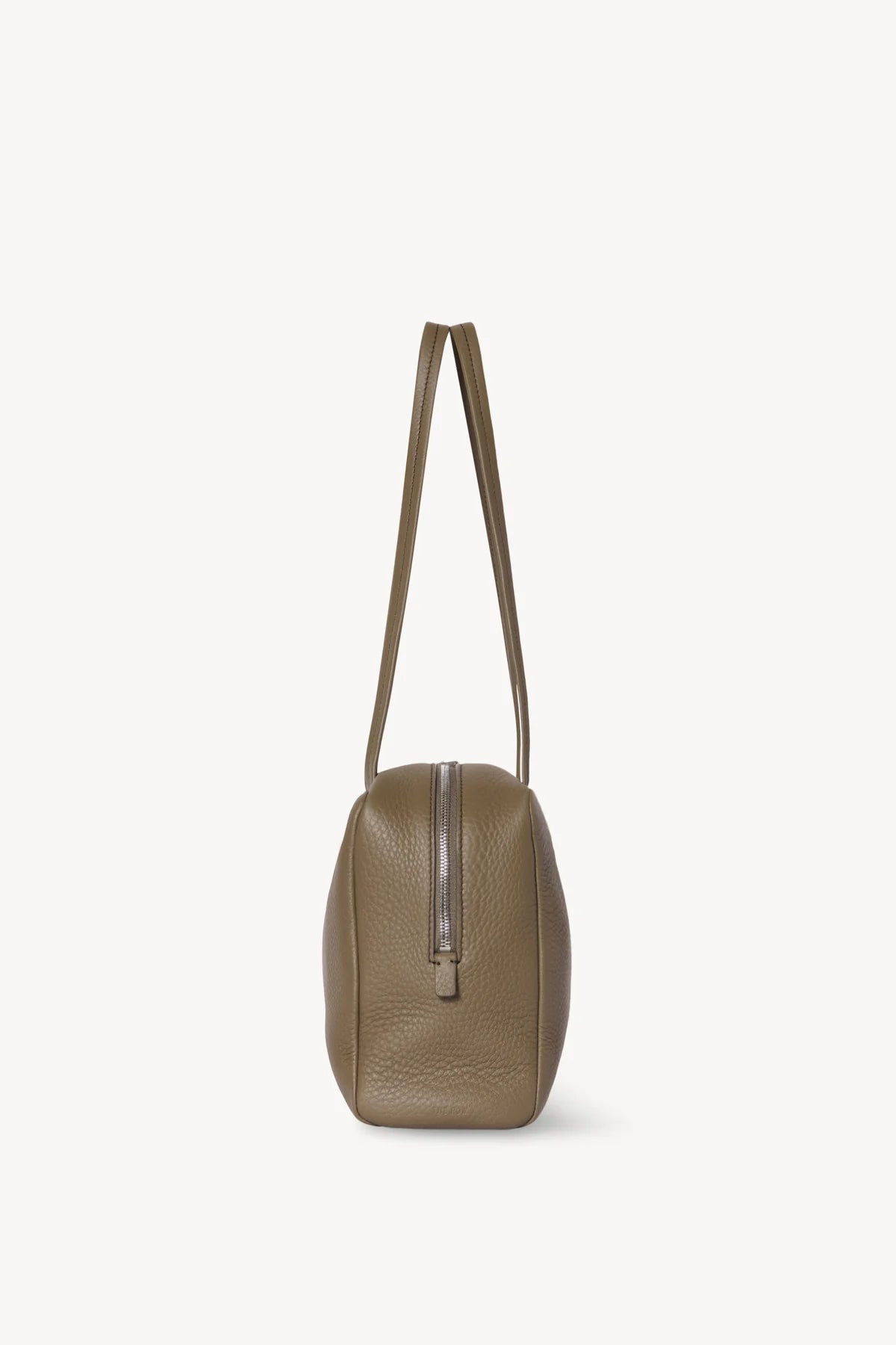 Side view of smoked taupe astra bowling bag on white background, with no model shown.