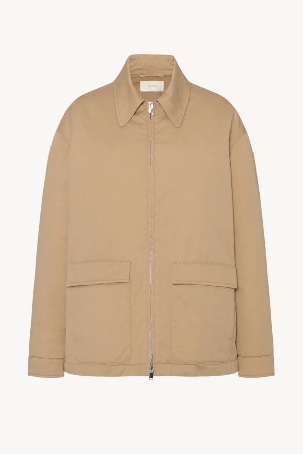 Front view of sand aurelius jacket on white background, with no model shown.