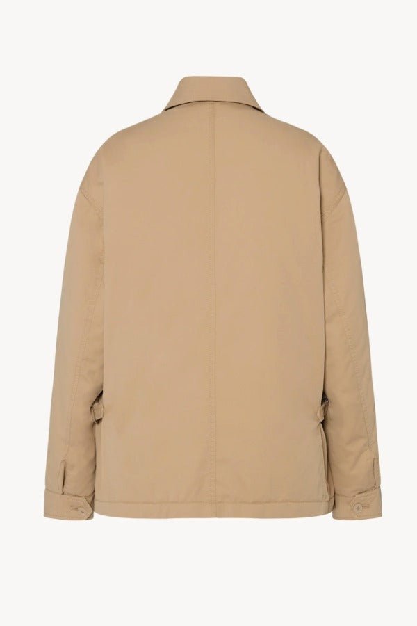Back view of sand aurelius jacket on white background, with no model shown.