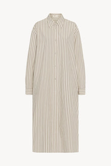 Front view of the midi dress with white background.