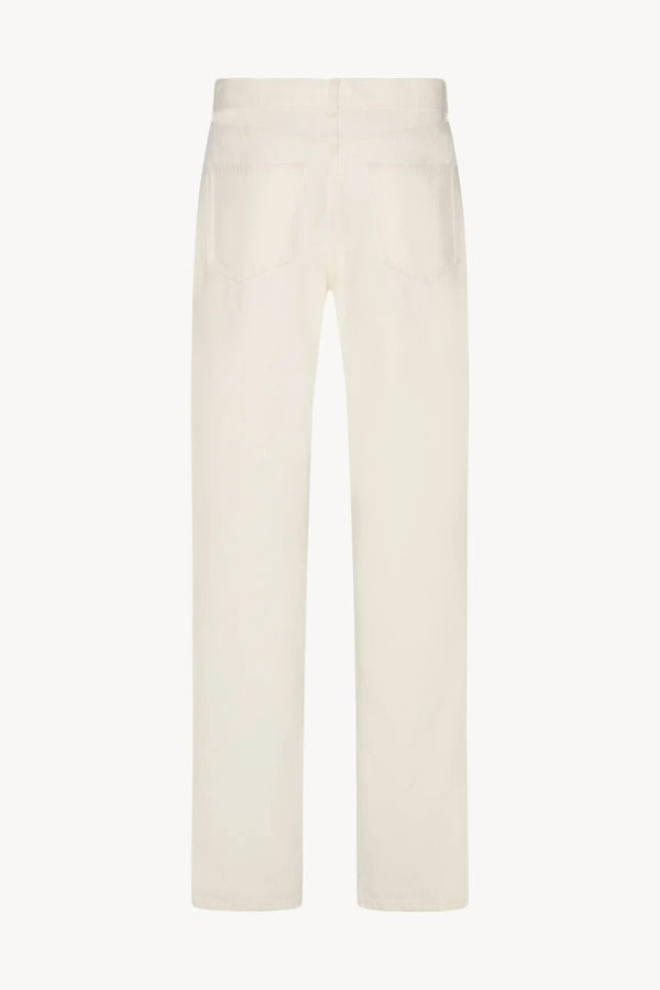 Back view of white burty jean on white background, with no model shown.