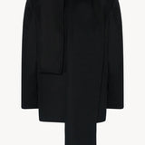 Back view of black calitra jacket on white background, with no model shown.