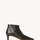 Right side view of lacquer brown carla boot on white background, with no model shown.