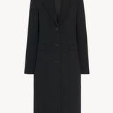 Front view of black cerys coat on white background, with no model shown.
