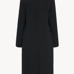 Back view of black cerys coat on white background, with no model shown.