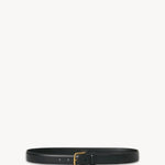 Front view of black classic belt on white background, with no model shown.