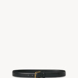 Front view of black classic belt on white background, with no model shown.