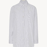 Front view of blue/white cotton sisilia shirt on white background, with no model shown.