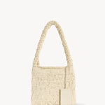Front view of ivory didion shoulder bag on white background, with no model shown.