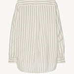 Back view of grey stripe shirt on white background, withe no model shown.
