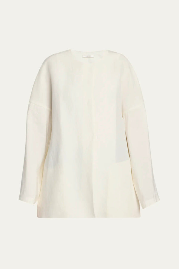 Front view of off white elke jacket on white background, with no model shown