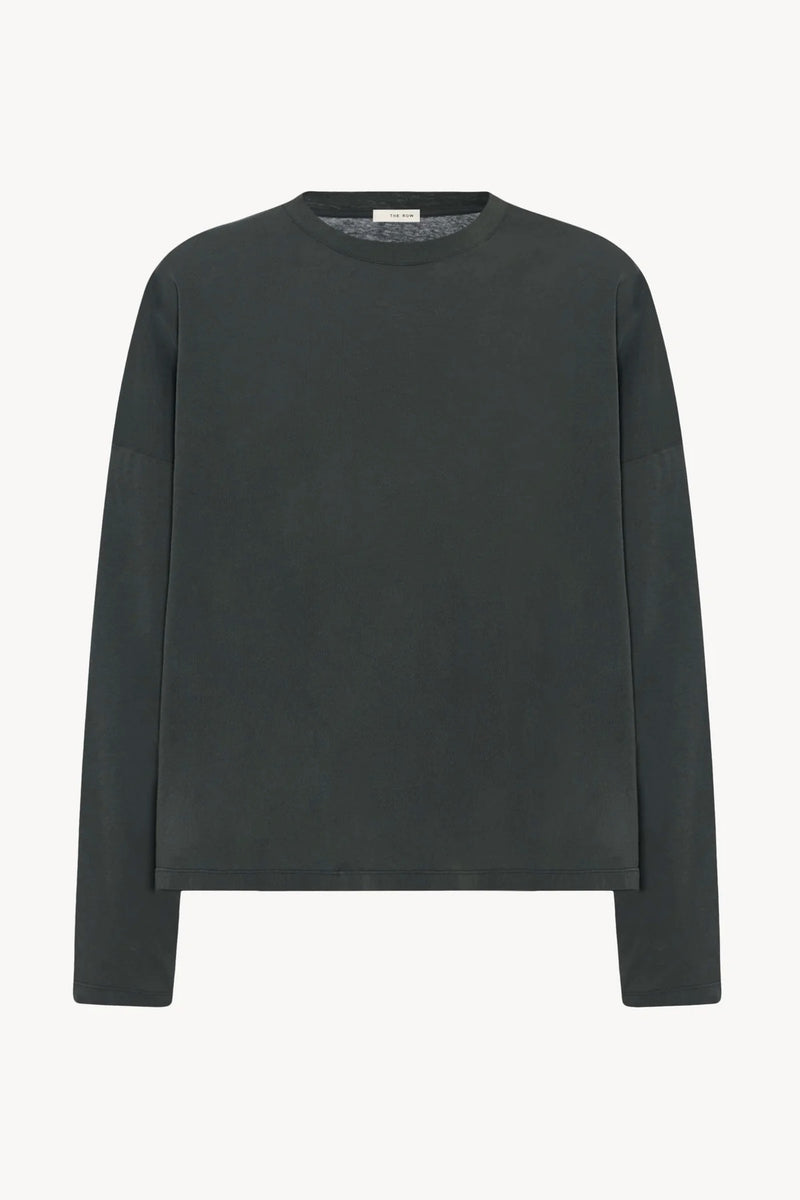 Front view of faded black sweatshirt top on white background, with no model shown.