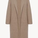 Front view of natural fedra coat on white background, with no model shown.