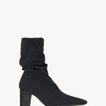 Alternate right side view of black felice stretch boot on white background, with no model shown.
