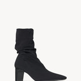 Alternate right side view of black felice stretch boot on white background, with no model shown.