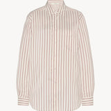 Front view of ivory/cinnamon gavina shirt on white background, with no model shown.