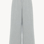 Front view of grey melange kismo pants on white background, with no model shown.