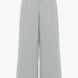 Front view of grey melange kismo pants on white background, with no model shown.
