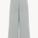 Back view of grey melange kismo pants on white background, with no model shown.