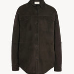 Front view of dark brown gwena jacket on white background, with no model shown.