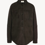 Front view of dark brown gwena jacket on white background, with no model shown.