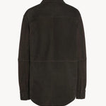 Back view of dark brown gwena jacket on white background, with no model shown.