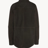 Back view of dark brown gwena jacket on white background, with no model shown.