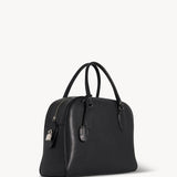 Front slanted view of black india 12 bag on white background, with no model shown.