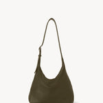 Front view of military olive isa shoulder bag on white background, with no model shown.