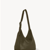 Back view of military olive isa shoulder bag on white background, with no model shown.