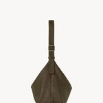 Side view of military olive isa shoulder bag on white background, with no model shown.