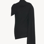 Back view of black isadra top on white background, with no model shown.