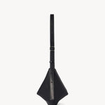 Side view of black jouvette bag on white background, with no model shown.
