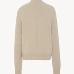 Back view of oatmeal kensington top on white background, with no model shown.