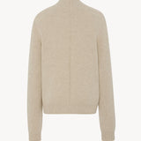Back view of oatmeal kensington top on white background, with no model shown.