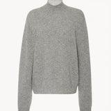 Front view of medium heather grey kensington top on white background, with no model shown.