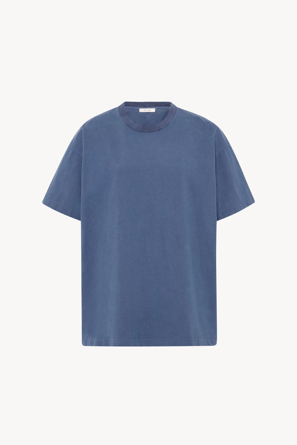 A light blue cotton T-Shirt is pictured against a white backdrop, shown without model
