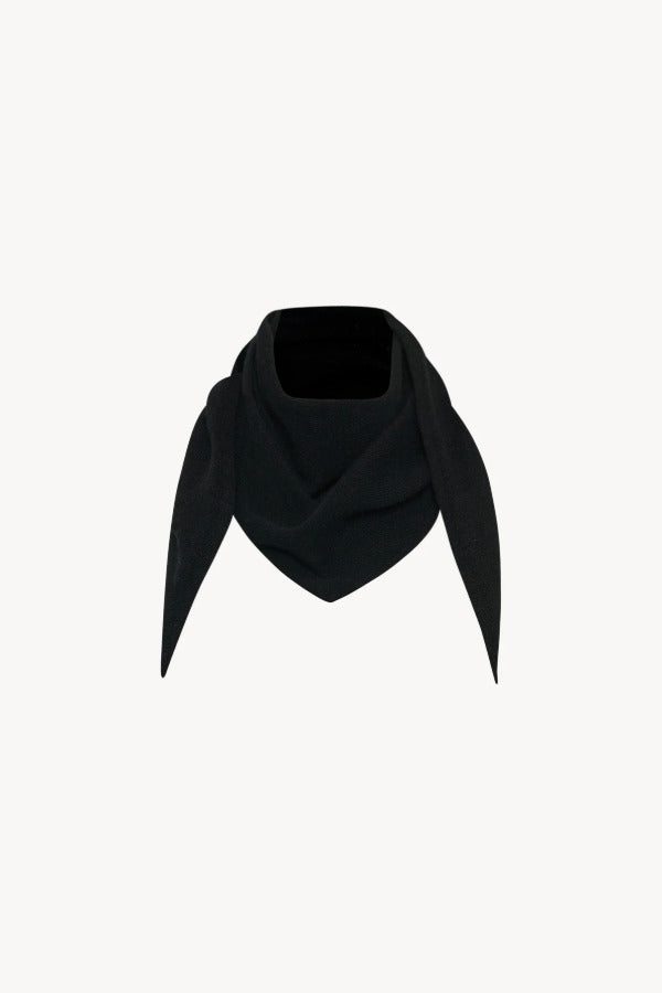 Front view of black Leomine Scarf on white background, with no model shown.