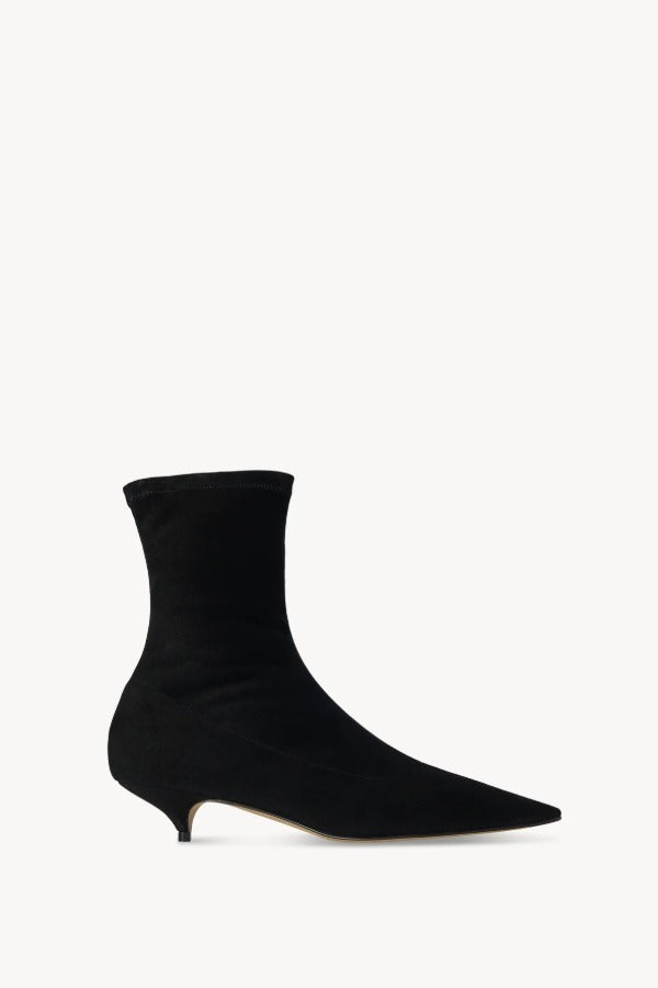 Right side view of black liisa kitten bootie on white background, with no model shown.