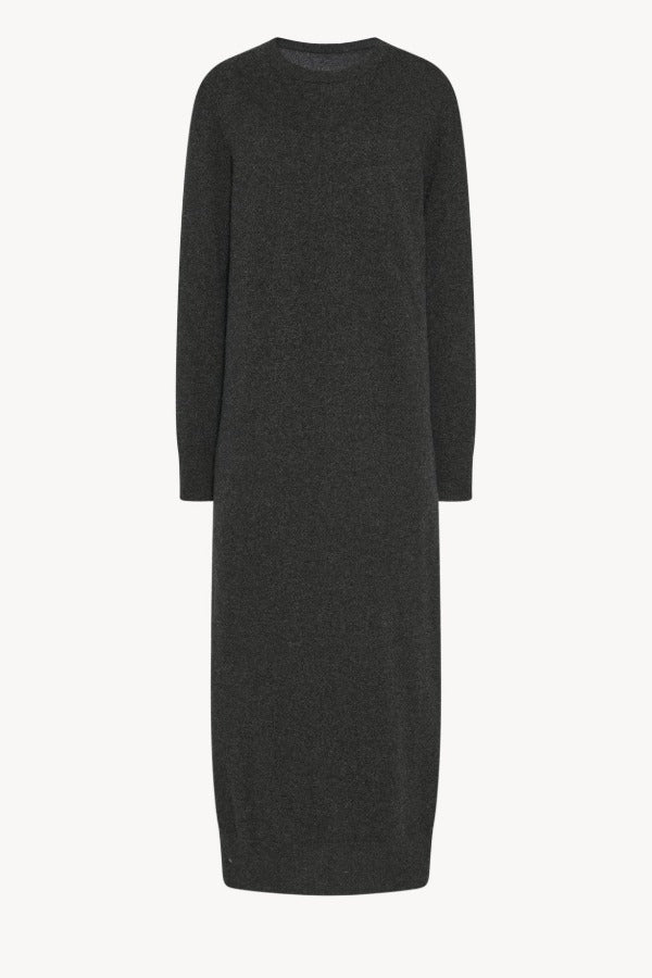 Front view of enzyme black loter dress on white background, with no model shown.