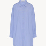 Front view of blue/white luka shirt on white background, with no model shown.