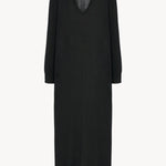 Front view of black luza dress on white background, with no model shown.