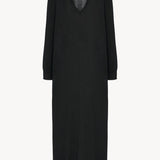 Front view of black luza dress on white background, with no model shown.