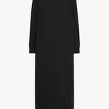Back view of black luza dress on white background, with no model shown.