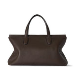 Front view of deep brown marcel bag on white background, with no model shown.