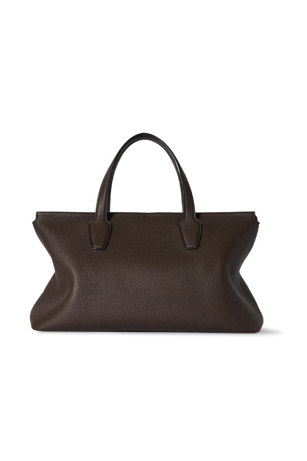 Front view of deep brown marcel bag on white background, with no model shown.