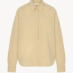 Front view of sand margan shirt on white background, with no model shown.